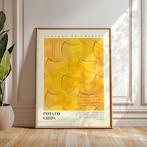 Affiche de chips américaines, Décoration murale abstraite pour la cuisine, Illustration moderne sur le thème de la nourriture, Affiche de snacks jaunes, Décoration pour la salle à manger, Décoration murale pour café