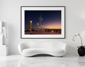 バルセロナ建築プリント｜カラトラバの塔の夜景写真｜ファインアート壁装飾