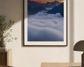 ピレネー山脈の写真プリント｜雲海の山々、フランス｜ファインアートの壁飾り