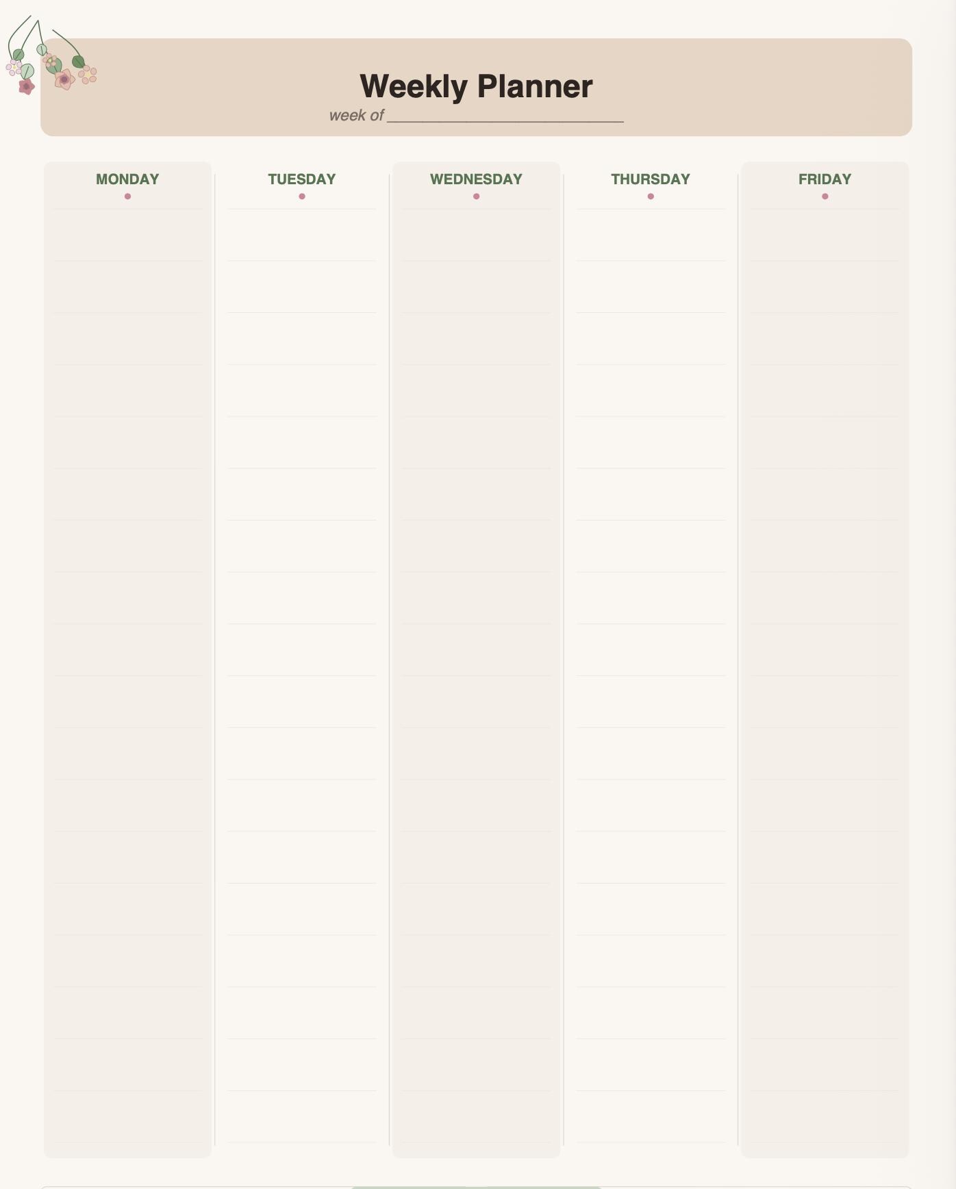 Floral Botanical Printable Planner | 6-page PDF | Daily Weekly Monthly ...
