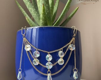 Crystal Plant Pot Suncatcher, Rainbow Prism Hanging Decor, Boho Plant Jewellery, Sun Catcher, Window Light Catcher, Gift for Plant Lovers