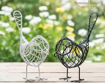 Iron Bird Decor Set of 2, Black White Minimalist Sculptures, Scandinavian Home Decor, Rustic Shelf Styling, Modern Farmhouse Ornament