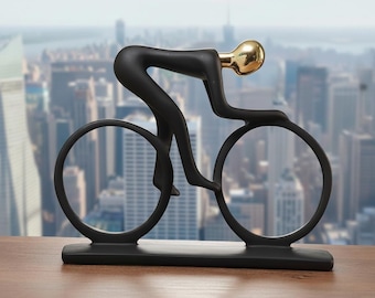 Abstract Cyclist Statue, Modern Bicycle Sculpture, Minimalist Bike Rider Figurine, Office Desk Decor, Gift for Cyclists, Home Decor
