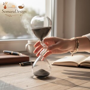 Twisted Hourglass Sand Timer, Modern Glass Timer Decor, Aesthetic Desk Accessory, Minimalist Home Office Decor, Unique Gift
