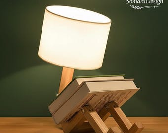 Wooden Book Lamp Adjustable Bedside Light, Foldable Reading Lamp, Minimalist Desk Lamp, E27 Table Lamp, Modern Home Decor