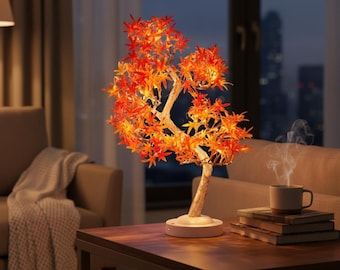 Maple Tree Lamp, Autumn LED Tree Light, Cozy Fall Decor Lamp, Warm Glow Table Light, USB or Battery Powered Lighting