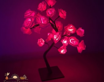 LED Rose Tree Lamp, Romantic Pink Flower Light, Aesthetic Bedroom Decor, Bedside Night Light, Valentine Gift, Soft Glow Lamp