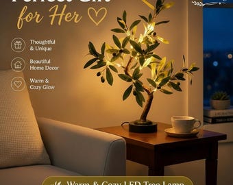Gift for Mum Olive Tree Lamp, Battery or USB LED Bonsai Light, Unique Housewarming Gift, Cozy Home Decor Gift for Her, Warm Ambient Lamp