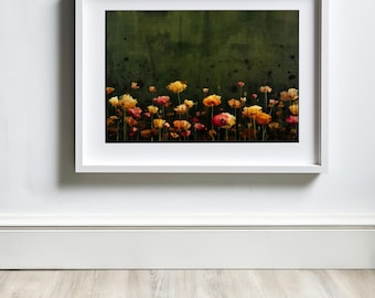 Minimalist Floral Print, Japandi Boho Wall Art, Neutral Beige Sun Poster (Digital Download)