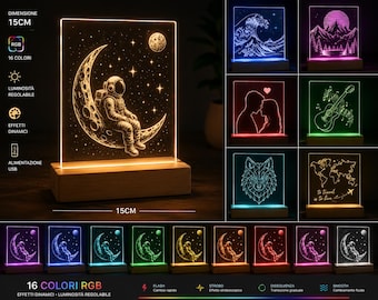 Lampada LED Personalizzata in Plexiglass | Anime, Spotify, Gamer, Coppia, Foto e Design Incisi e stampati a colori Regalo Unico Artigianale