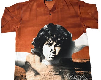 Camiseta vintage de 2002 de The Doors, Jim Morrison, Dragonfly Clothing Co., talla XL, color naranja quemado.
