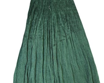 Just Cruising Grüner Crinkle Broomstick Maxirock Boho Rayon Free Size Indien