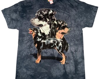 Vintage The Mountain Rottweiler Hund Tie Dye T-Shirt Herren XXL Grau 2000 Neu mit Etikett