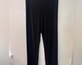 Vintage Joseph Ribkoff Klassische Schwarze Seide Weites Bein Flowy Reisehose Damen 12