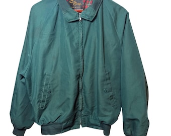 Vintage Cal Craft Green Derby Jacke Herren Large Plaid gefüttert Made in USA Bomber