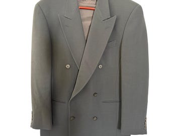 Donna Karan New York Vintage 80er Jahre Zweireihiger Woll Blazer Made in Italy Schwarz
