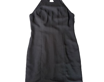 Wäsche von Shelli Segal Schwarz Neckholder Open Back Etuikleid Vintage Größe 12