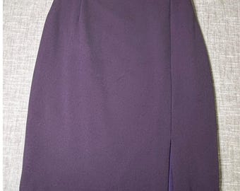 Doncaster Purple Pencil Skirt Womens 10 Knee Length Side Slit Professional Plum