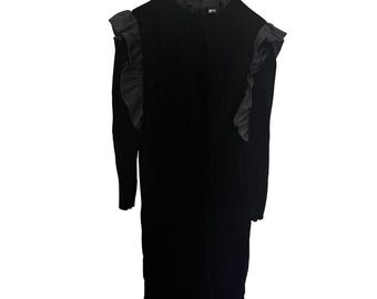 Vintage Bill Blass Collection III Schwarzes Samt Rüschenkleid Maison Mendessolle