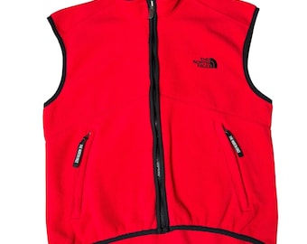Gilet in pile Polartec vintage anni '90 The North Face, rosso, con cerniera intera, taglia S da uomo 96609