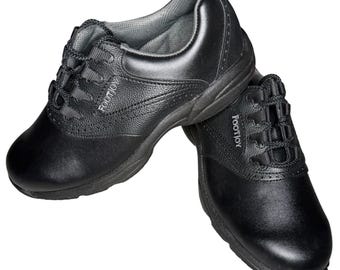 Vintage FootJoy GreenJoys Mens Golf Shoes Black Leather Cleated Size 9 Wide NEW