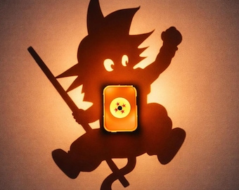 Dragon Ball Z Goku Shadow Lamp LED | Anime Night Light | Saiyan Wall Decor | DBZ Manga Room Decor | Otaku Gift for Anime Fans