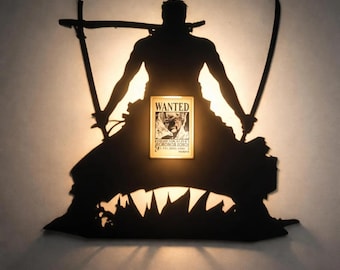 One Piece Anime Wall Lamp – Luffy & Zoro 3D Printed Light, Manga Room Decor, Anime Gift, Otaku Bedroom Decor, LED Wall Light
