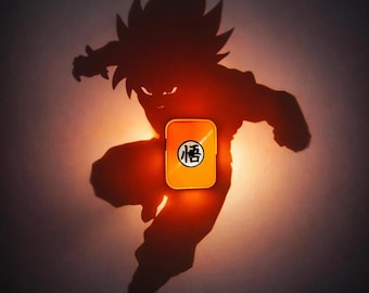 Dragon Ball Z Goku Shadow Lamp, Anime LED Night Light, Saiyan Wall Decor, Manga Room Light, DBZ Anime Gift, Otaku Bedroom Decor