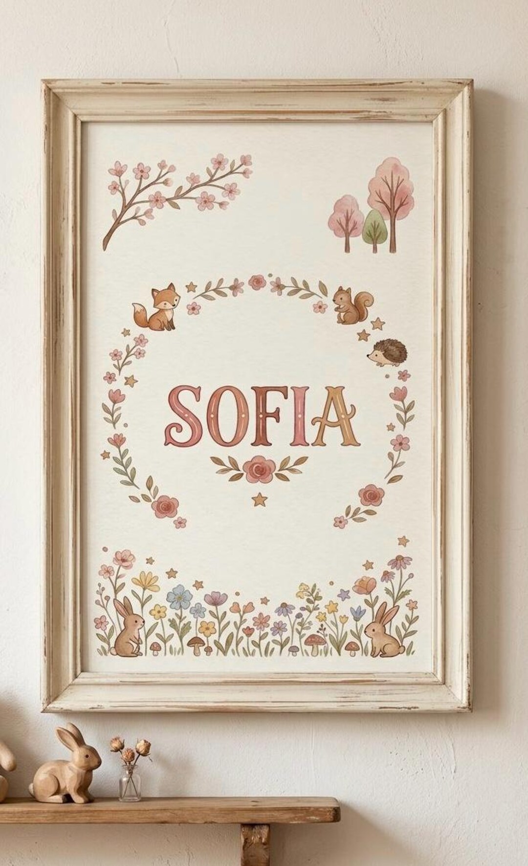 Custom Name Nursery Wall Art - Personalized Baby Girl Room Decor ...