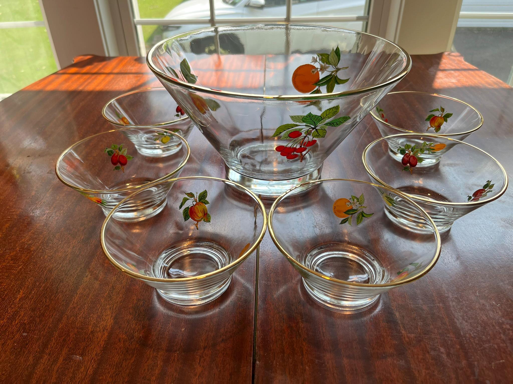 Vintage Punch Bowl Glass With Gold Trim - Etsy