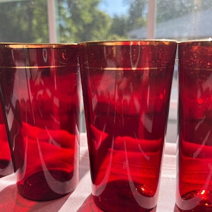 Red Gold Bar Glasses - Etsy