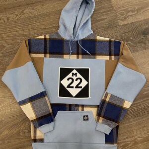 M 22 Upcycled patchwork hoodie, maat L