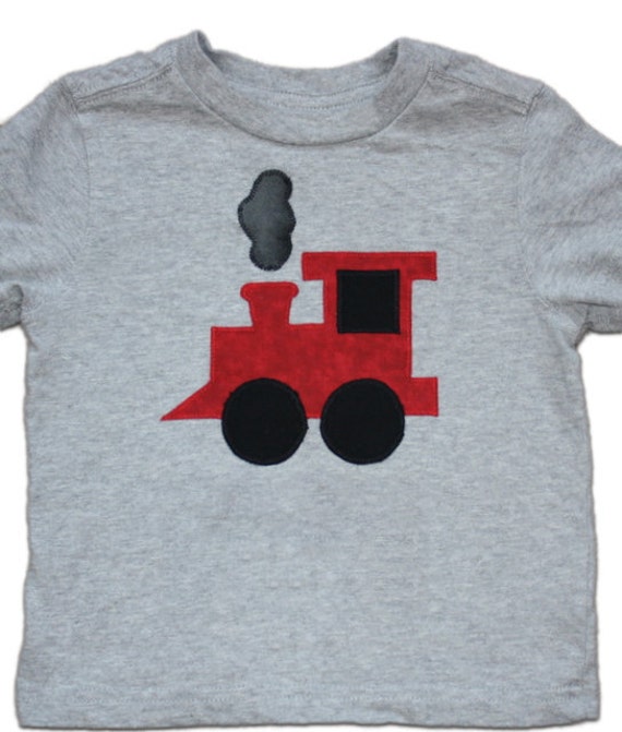 Items similar to Long Sleeve Red Train Applique Shirt or Onesie on Etsy