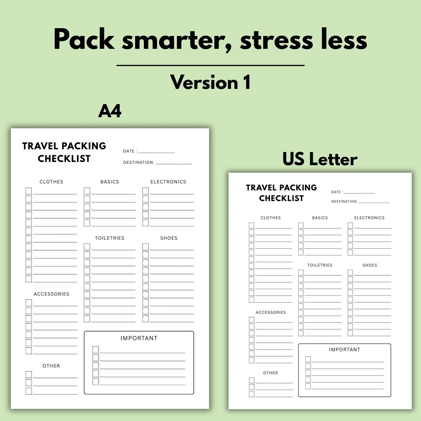 Travel Essential List.pdf Travel Packing Checklist Printable | Minimal Packing List | Vacation ...