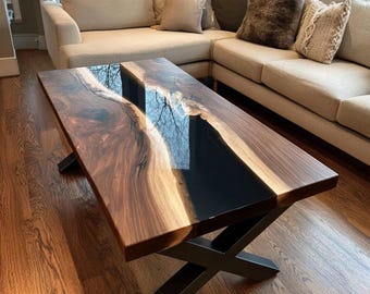 Luxury Coffee Table, Epoxy Resin Coffee Table, Walnut Wood Table, Handmade Custom Coffee Table