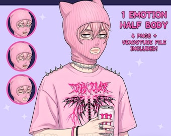 Male PNGTuber - Pastel Goth Emo PNGTuber Boy - Premade PNG Tuber Model - VeadoTube - Twitch Avatar, GIFTuber - PNGTuber model male