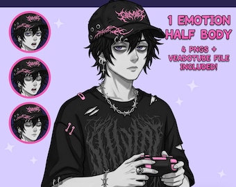 Emo Gamer PNGTuber Boy - Male PNGTuber - Premade PNG Tuber Model - VeadoTube - Twitch Avatar, GIFTuber - PNGTuber - Discord Reactive PNG