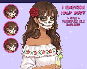 PNGTuber femenina - Chica PNGTuber mexicana predefinida - Modelo PNG Tuber linda - VeadoTube - Avatar de Twitch, GIFTuber - Descarga instantánea