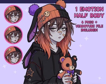 PNGTuber femenina - Chica emo espeluznante PNGTuber prefabricada - Modelo PNG Tuber - Avatar de Twitch, GIFTuber
