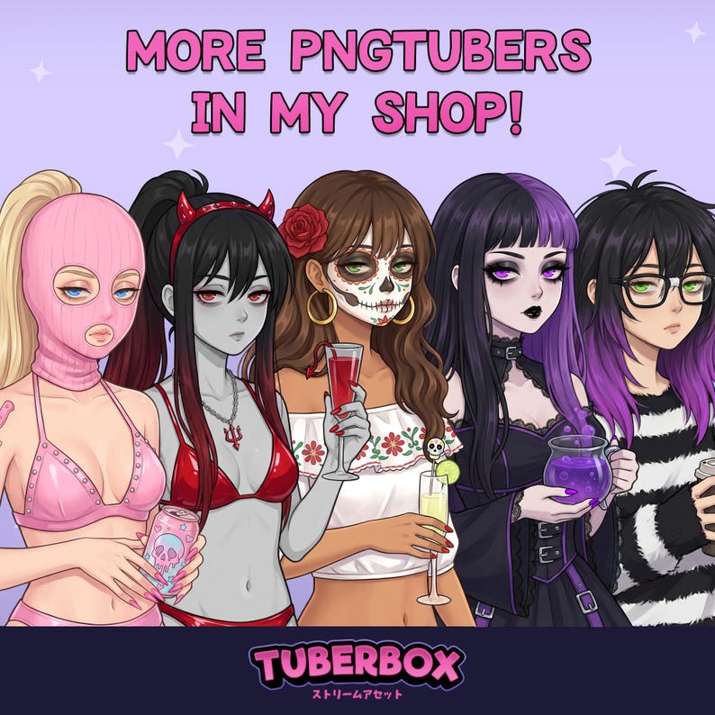 Elegant Gothic Premade PNGTuber Female - Ghost Anime Girl PNG Tuber Model - Twitch Avatar, GIFTuber - Discord Reactive PNG image 5