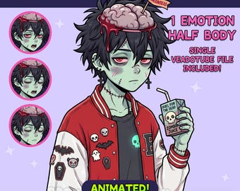 Zombie PNGTuber Boy - Halloween PNGTuber Male - Horror Premade PNG Tuber Model - VeadoTube - Twitch Avatar, GIFTuber