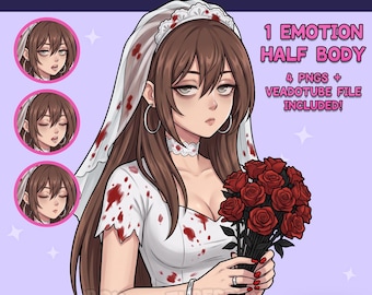 Horror Bride PNGTuber Girl | Female PNGTuber | Halloween Twitch Avatar YouTube Discord | Veadotube | Creepy Halloween PNGtuber Model