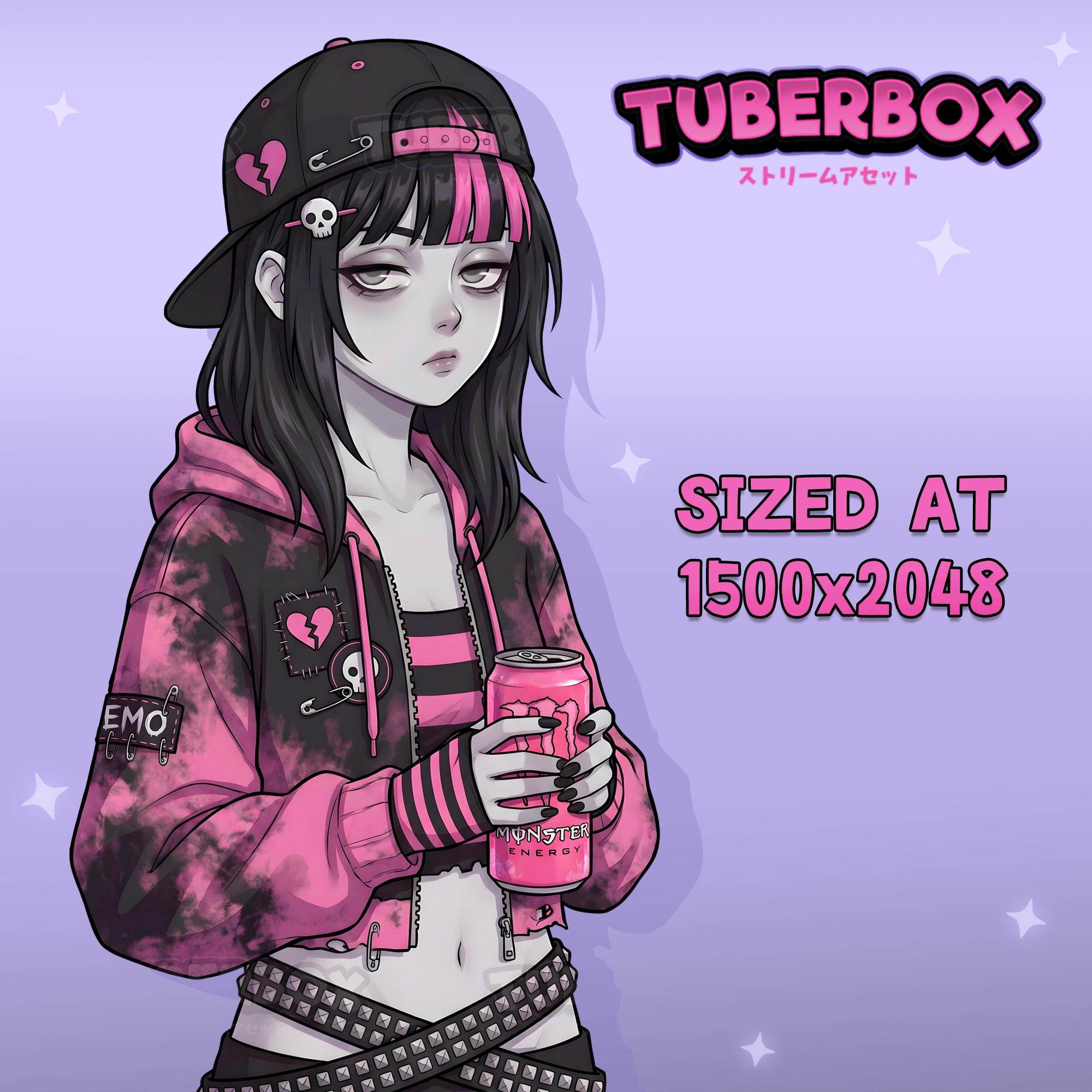 Female Pngtuber - Y2K Emo Girl Pngtuber - Cute Premade PNG Tuber Model ...