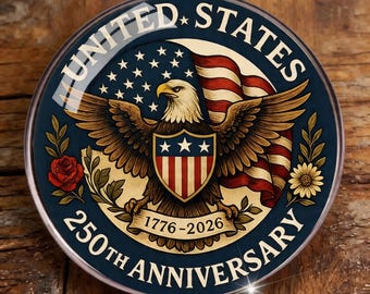 United States 250th Anniversary Pin, 1776-2026 Patriotic Brooch, American Eagle Flag Badge, USA Independence Day Accessory, Gift for Patriot