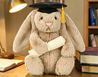Jellycat Bashful Beige Bunny afstuderen knuffel - met stofdichte tas