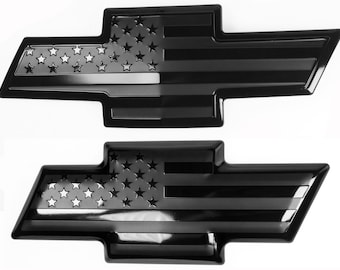 7-14 (compatibel met Suburban Tahoe 2007-2014, zwart) Overlay voor- en achterklep metalen embleem vlinderstrik zwarte Amerikaanse vlag