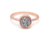 Srebrny druzy kwarc w pierścieniu różowego złota-18k Vermeil Rose Gold-bezel zestaw-rozmiary 4,5, 5, 5,5, 6, 6,5, 7, 7,5, 8, 8,5, 9, 9,5 i 10