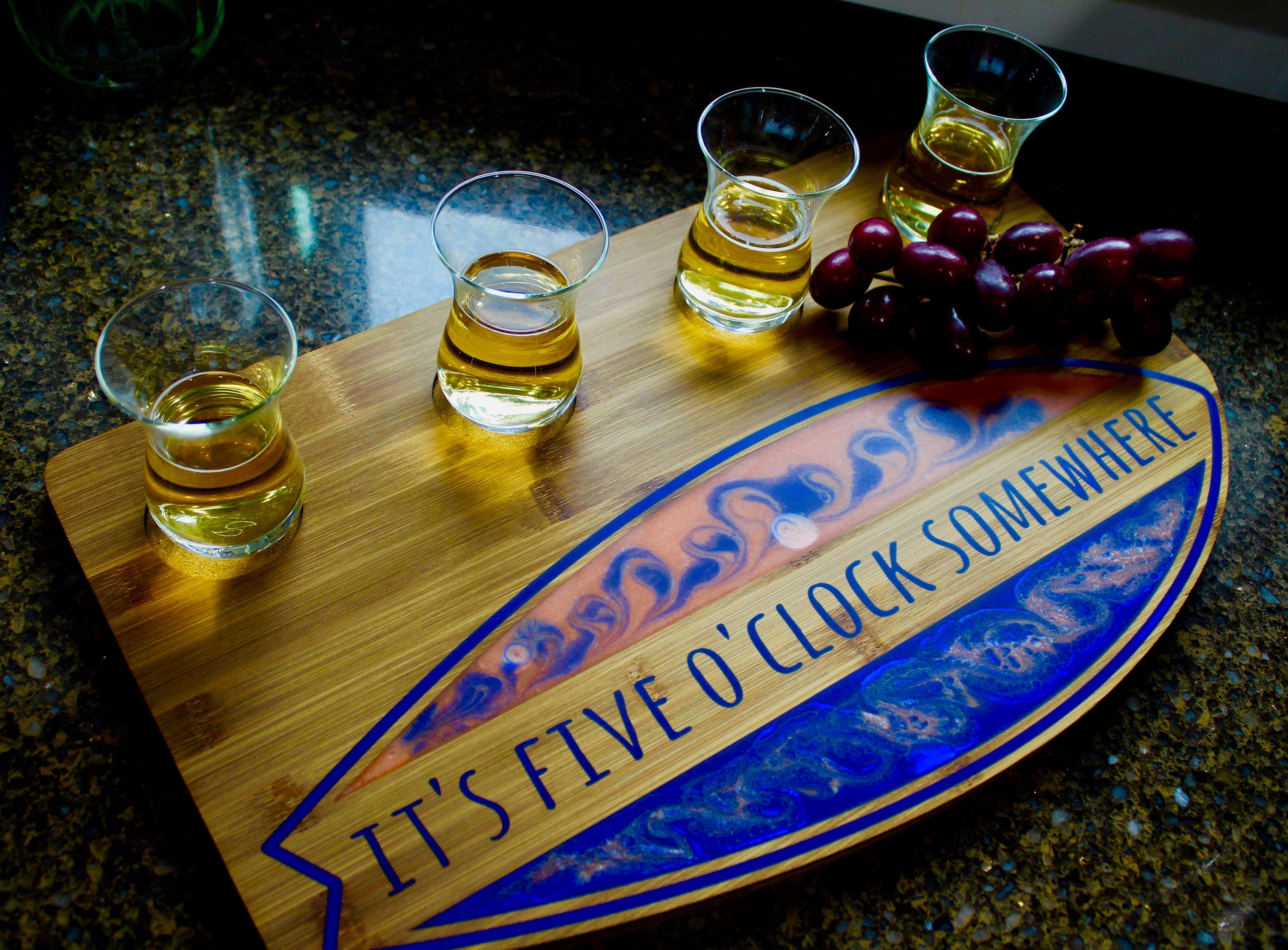 Surfboard Beer Flight Board Charcuterie with Glasses Bamboo Etsy