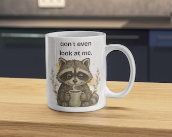 Before Coffee/ After Coffee Mug, Funny Raccoon Coffee Mug, Introvert Mug, Two Sided Mug, Cute Animal Coffee Cup, Emotional Support Mug
