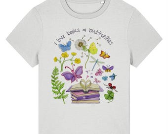 Books & Butterflies Women’s Organic Cotton T-Shirt | Book Lover Tee